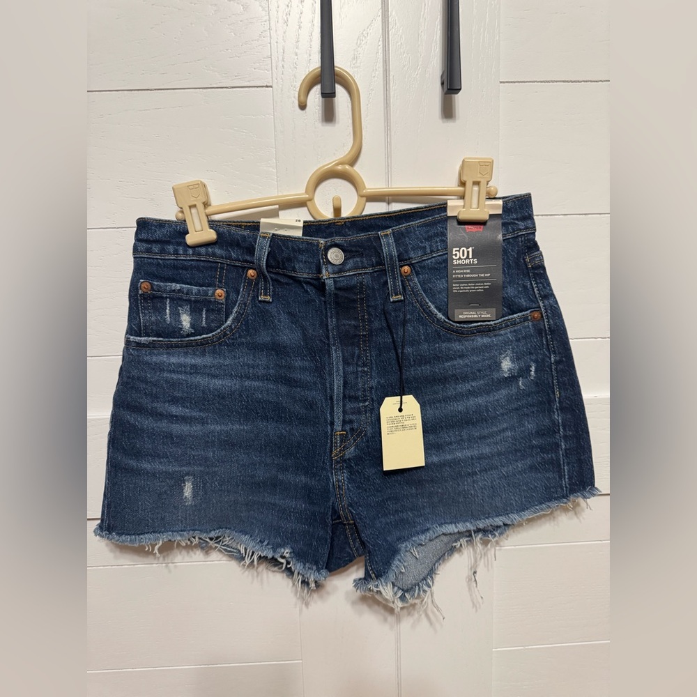 Levi's Blue Jean Shorts Distressed High-Waisted